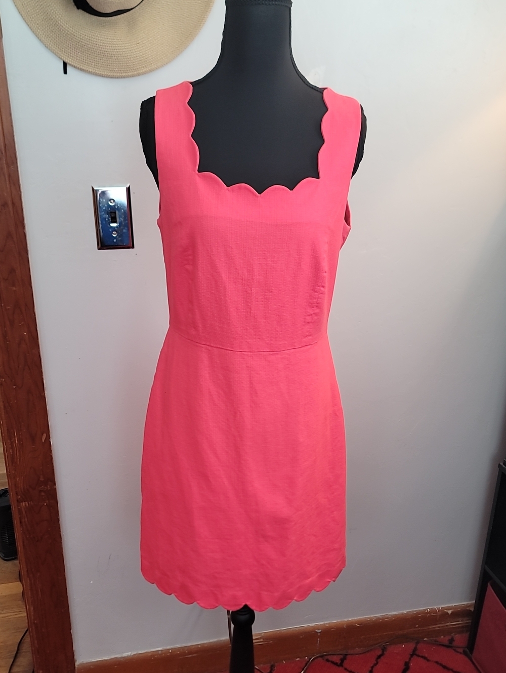J. Crew Coral Scallop-Trim Sleeveless Dress Size 6